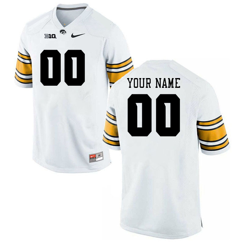 Custom Iowa Hawkeyes Name And Number College Football Jerseys Stitched-White - Click Image to Close